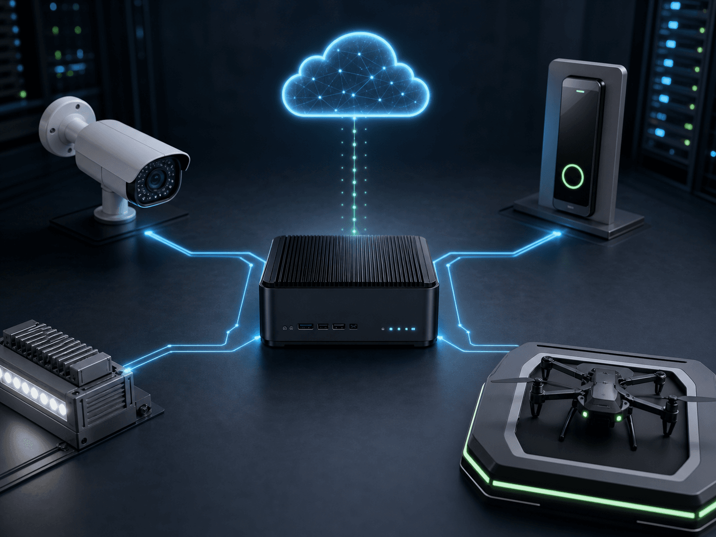 Mini PC como cerebro IA conectado a dispositivos de seguridad
